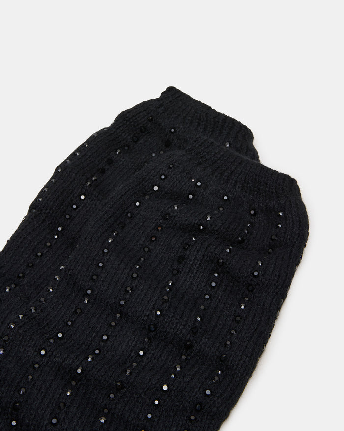 1 PACK CHUNKY CABLE LEG WARMERS BLACK