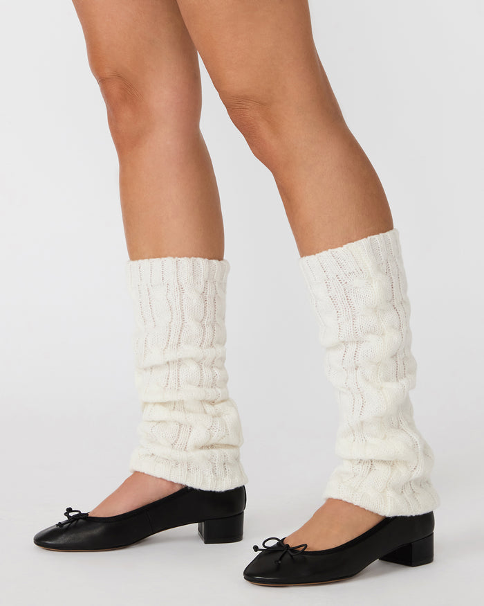 1 PACK CHUNKY CABLE LEG WARMERS IVORY