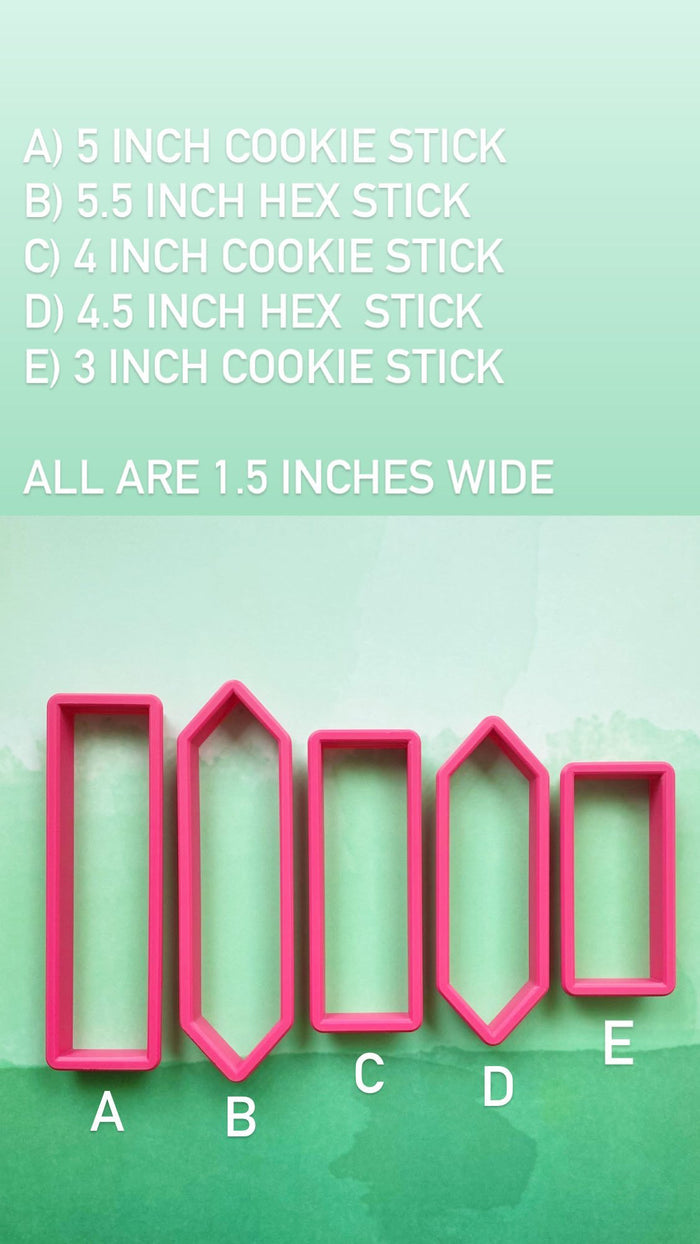 5.5 inch Elongated Hexagon Stick Cookie Cutters