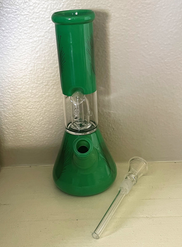 8" Glass Beaker Bong Dome Perc Ice Catchers Slide in stem with Bowl