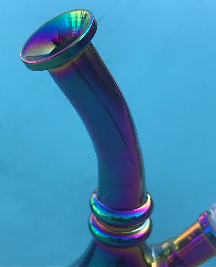 8" Metallic Look, Thick Glass Beaker Bong w/14mm bowl