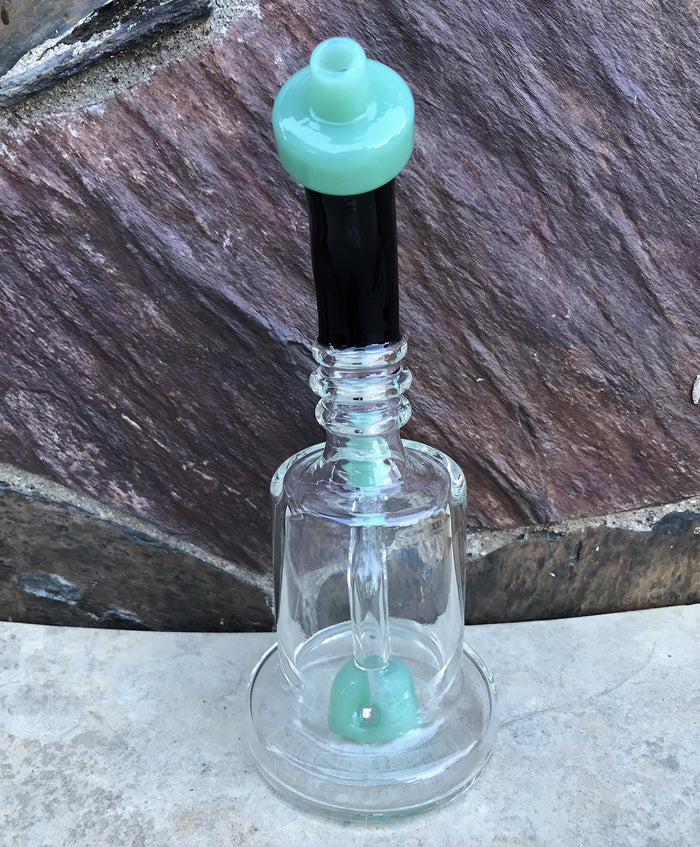 8.5" Colored Neck Thick Glass Rig Shower Perc 2 - 14mm Male Bowls