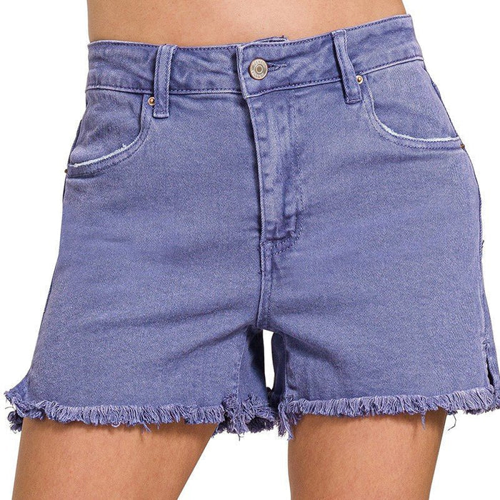 Acid Washed Frayed Cutoff Hem Shorts - 260 Broadway Boutique