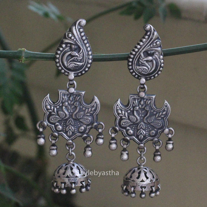 Anvaya Peacock Art Jhumkis