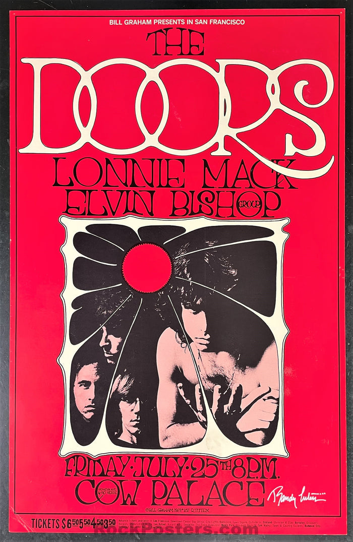 AUCTION - BG-186 - The Doors - Randy Tuten Signed - 1969 Poster - Cow Palace - Excellent - SF Rock Posters & Collectibles