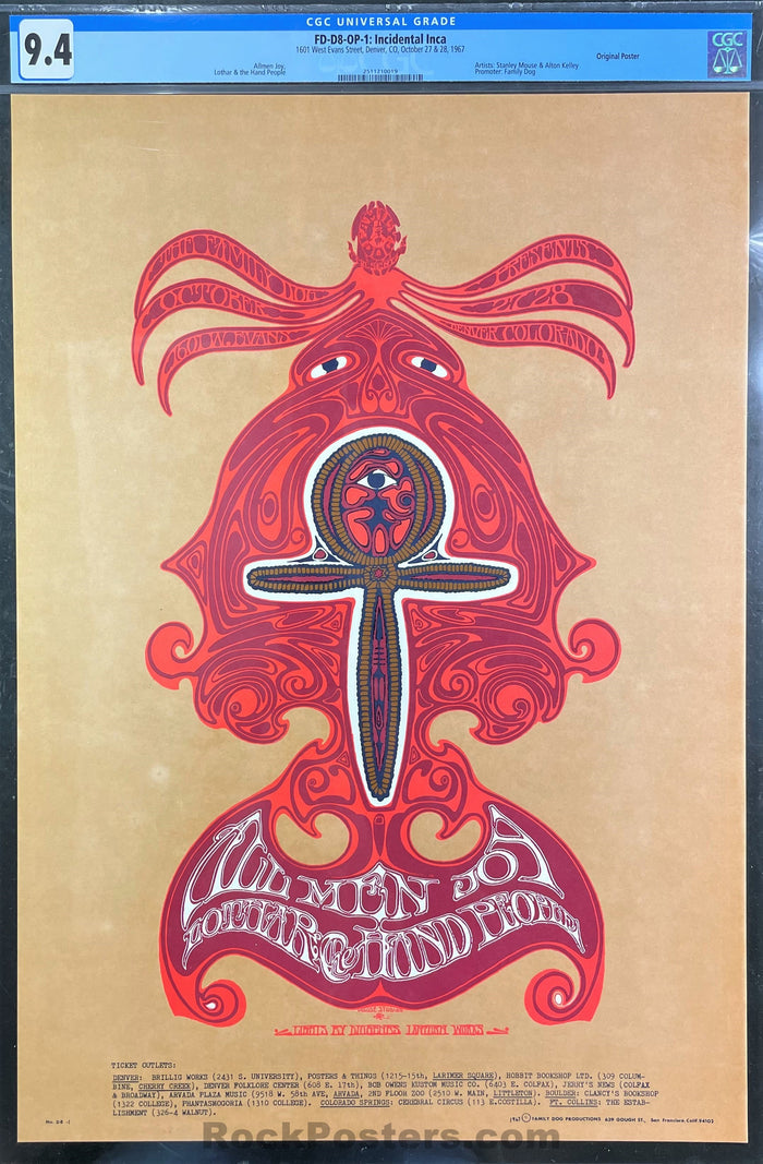 AUCTION - FDD-8 - Allmen Joy - 1967 Poster - Family Dog Denver - CGC Graded 9.4