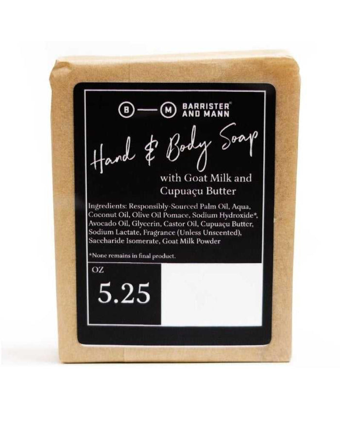 Barrister and Mann hand and body soap with black label and natural ingredients