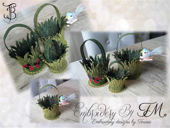 Basket with grass/two sizes/ two variations