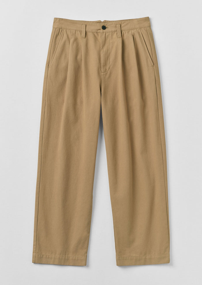 Bill Cotton Canvas Wide Leg Trousers | Ash Brown