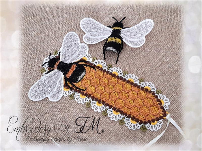 Bookmark bumble-bee / 5x7 hoop
