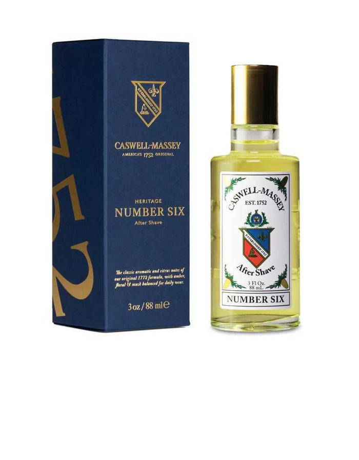 Caswell Massey Number Six Aftershave bottle with packaging