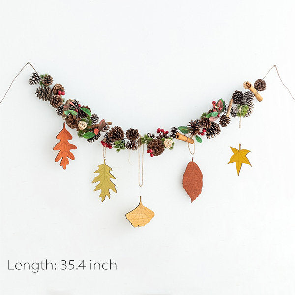 Pinecone String Lights with Leaf Décor