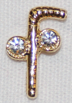 D209 Lapel Pin Gold Two Balls & Cane with stones