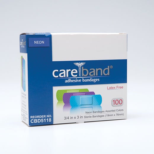 Dukal Careband Neon Adhesive Strip, Sterile, 3/4" x 3"