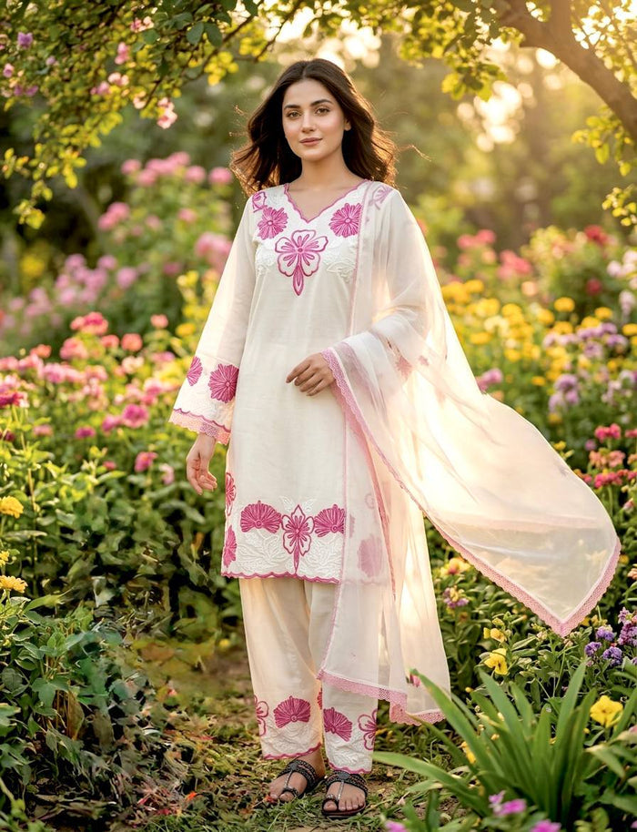 Elegant Pashmina Floral Kurta Set