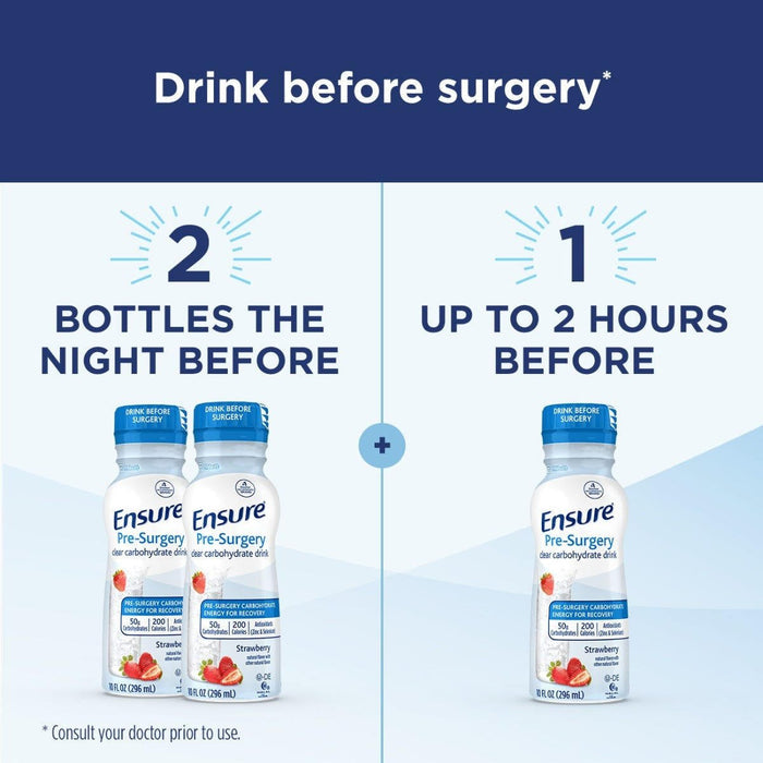 Ensure Pre - Surgery Clear Carbohydrate Drink, Strawberry, 10 oz Bottle - 65044-Case - LL Medico
