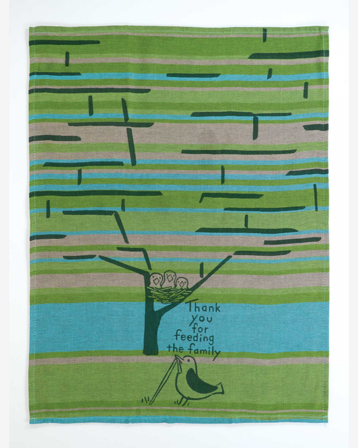 Thank you for feeding my family woven birds dish towel by Blue Q sold by Le Monkey House