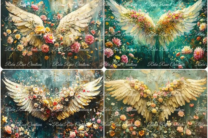 Floral Angel Wings Rice Paper by Reba Rose Creations