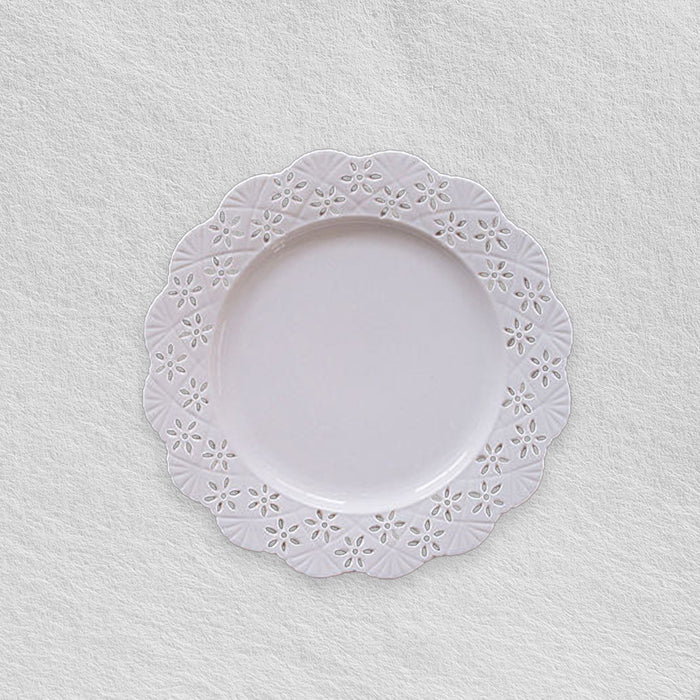 Flower White Embossed Plates