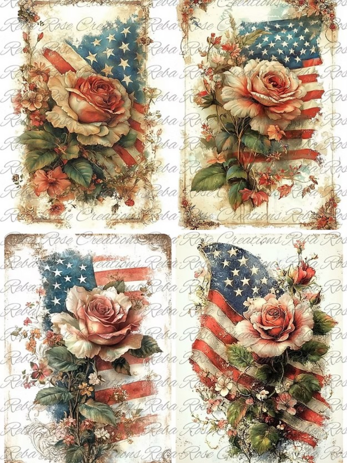 Freedom Roses Rice Paper by Reba Rose Creations