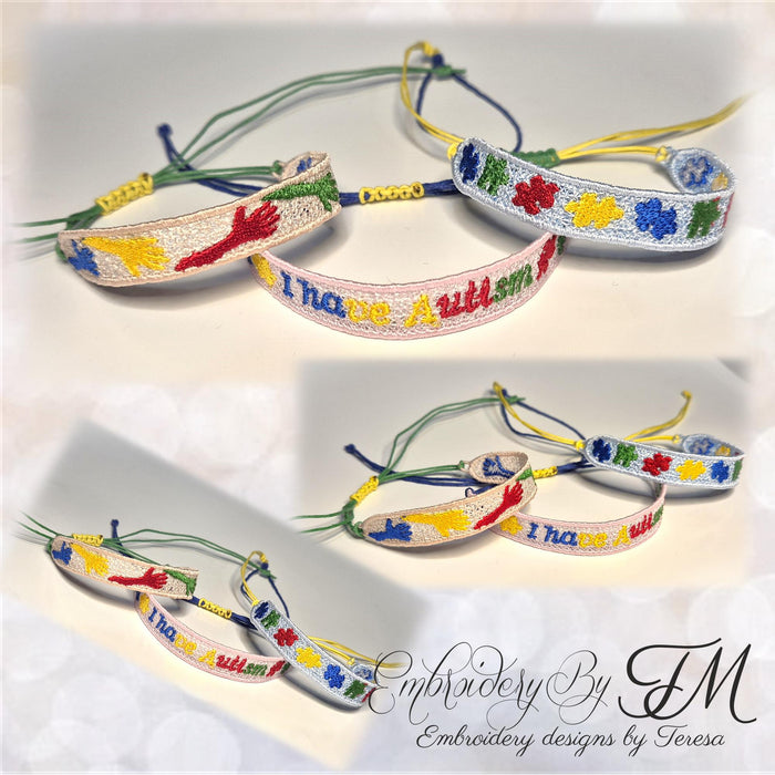 Friendship bracelets FSL /Autism/5x7 hoop/four designs