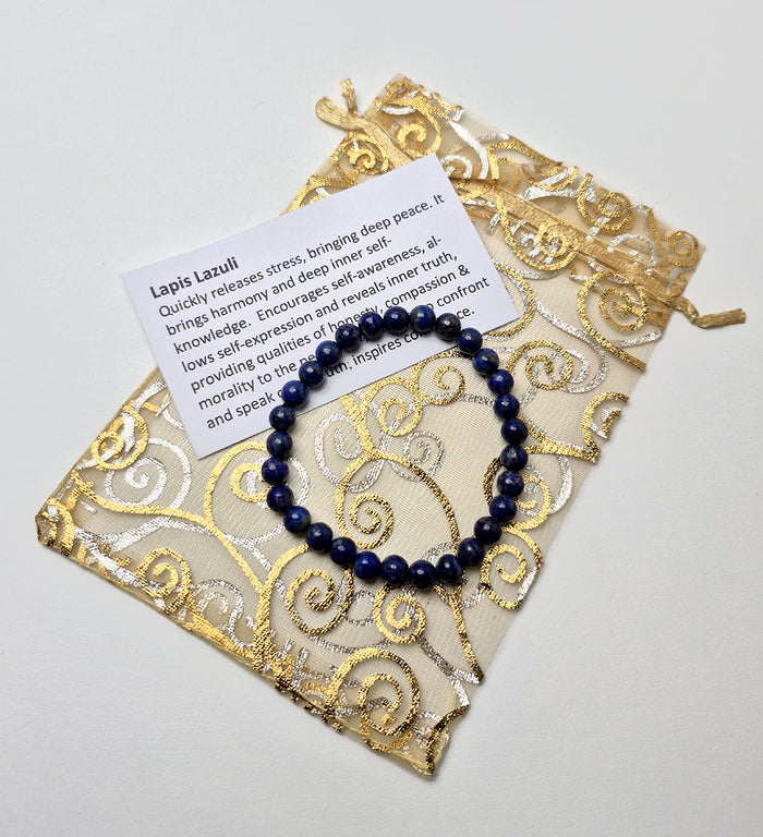 Gemstone Bead Bracelet - Lapis Lazuli 6mm