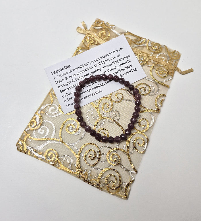 Gemstone Bead Bracelet - Lepidolite 6mm