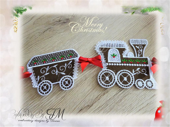 Gingerbread locomotive and wagon / 4x4 hoop