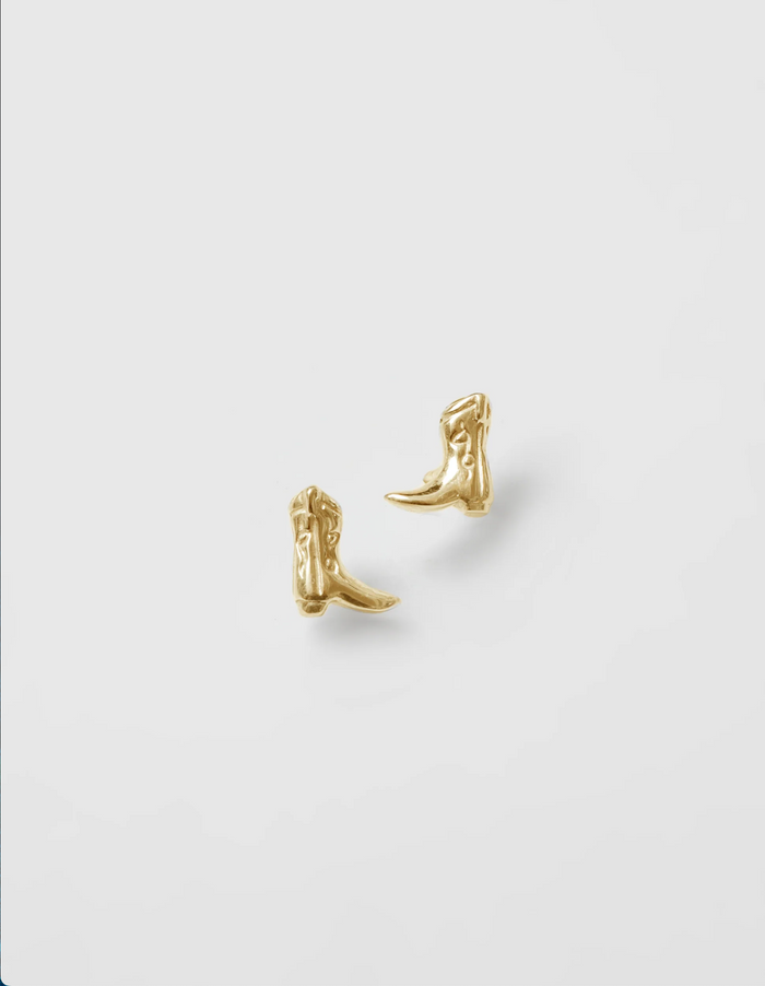 Gold Cowboy Boot Charm Studs