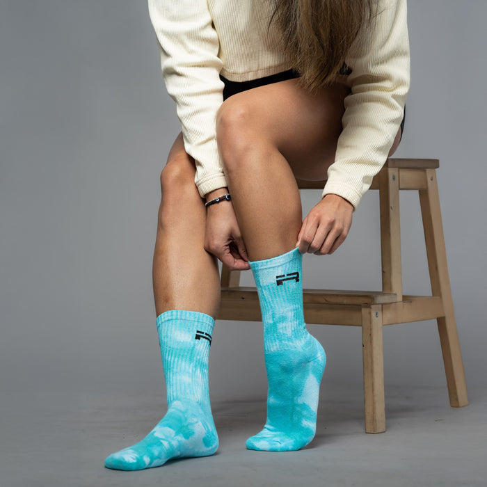 IR Logo Crew Socks (Teal Tie-Dye)