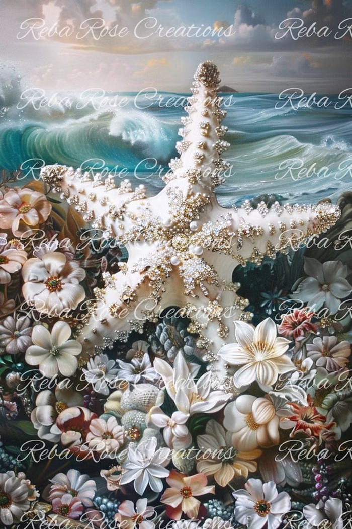 Jeweled Starfish Rice Paper by Reba Rose Creations