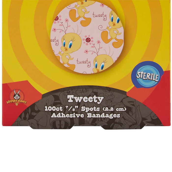 Dukal Looney Tunes Stat Strip Adhesive Spot Bandage, 7/8-Inch Round