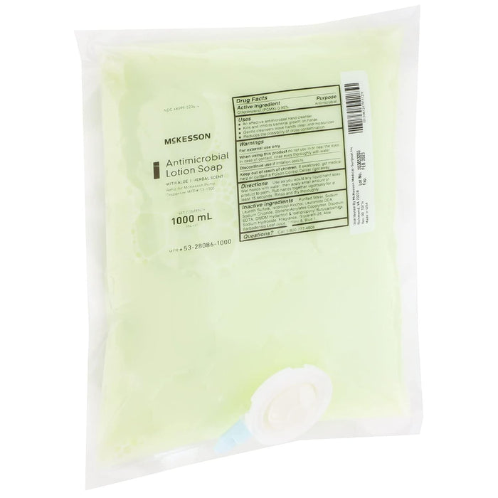 McKesson Antimicrobial Lotion Soap with Aloe, Herbal Scent, 1,000 mL Refill Bag