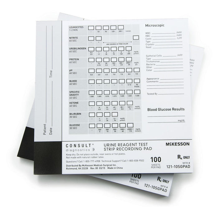 McKesson Consult Urine Reagent Test Strip Recording Pad - 121-10SGPAD-Each - LL Medico