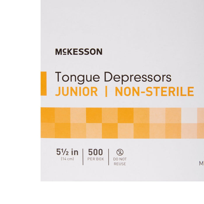 McKesson Tongue Depressors, Junior, Wood, 5.5", 500 Count - 24-201-Case - LL Medico