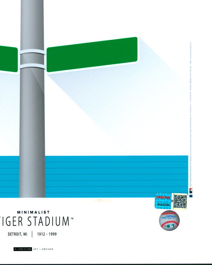 Minimalist Tiger Stadium Print - Jack Morris Autographed - Authenticated