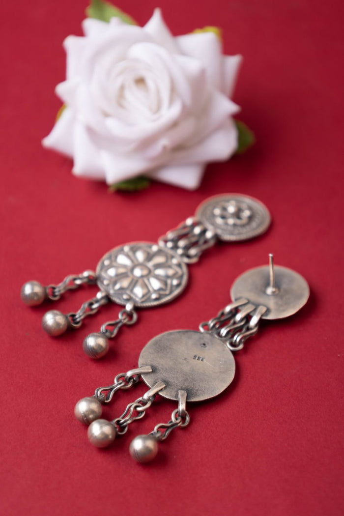 Mizoya Intricate Tribal Motif Ball Drop Earrings