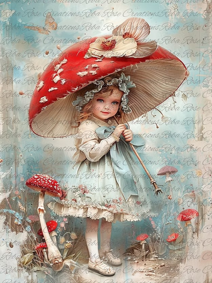 Mushroom Baby Rice Paper by Reba Rose Creations
