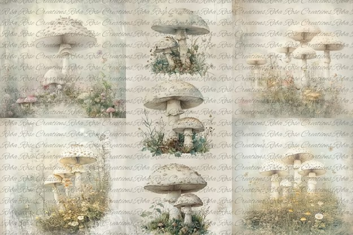 Mushroom Coaster Rice Paper by Reba Rose Creations