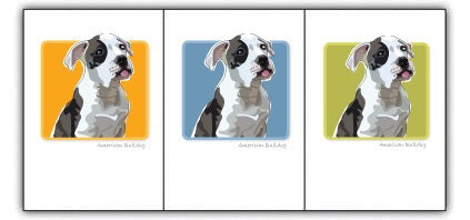 The PAPER RUSSELLS - AMERICAN BULLDOG NOTE CARDS by PAPER RUSSELLS feature a centered illustration of a white and gray American Bulldog puppy on an orange background, printed on eco-friendly recycled paper.