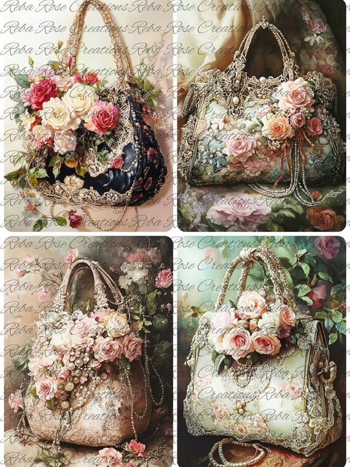 Roses & Handbags Rice Paper by Reba Rose Creations