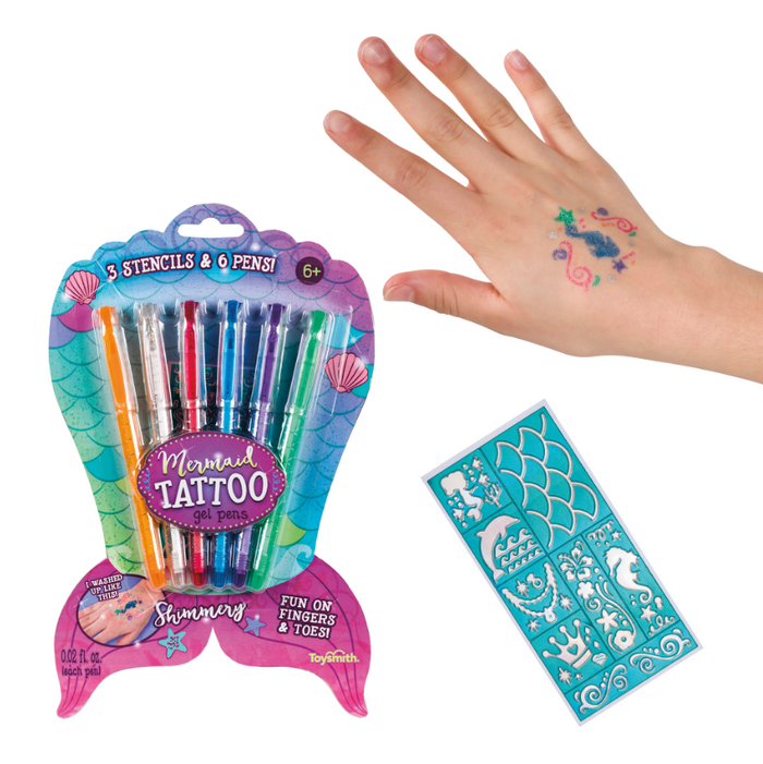 SHIMMERY MERMAID TATTOO PENS & STENCILS