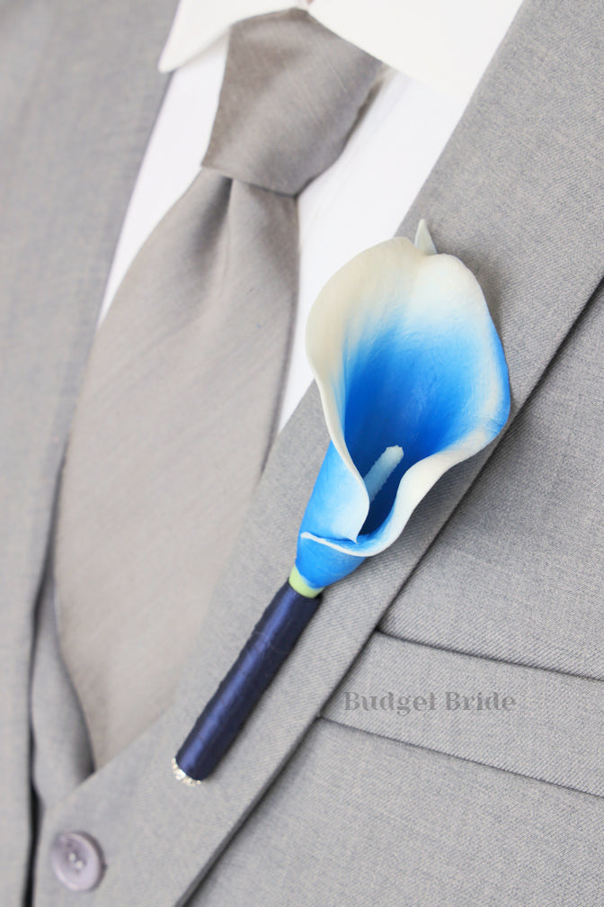 Silk Wedding Bouquet in Mixed Blues - $95.00 | Garcia