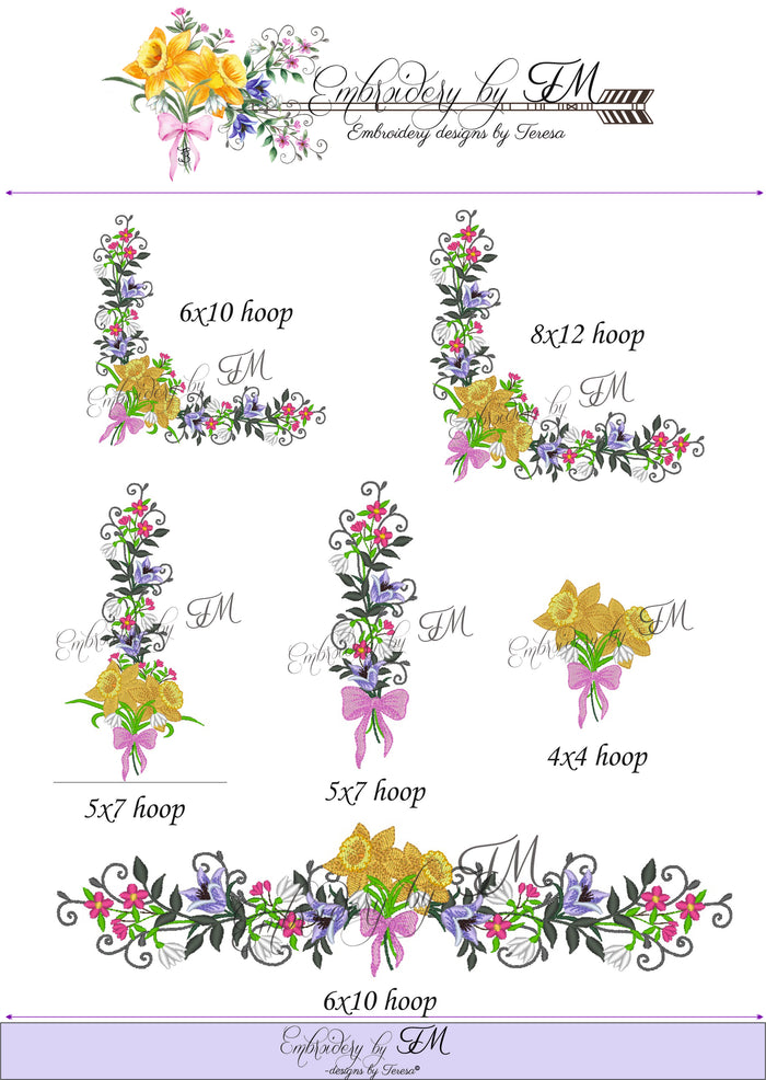 Spring flowers by TM / embroidery designs/more variants