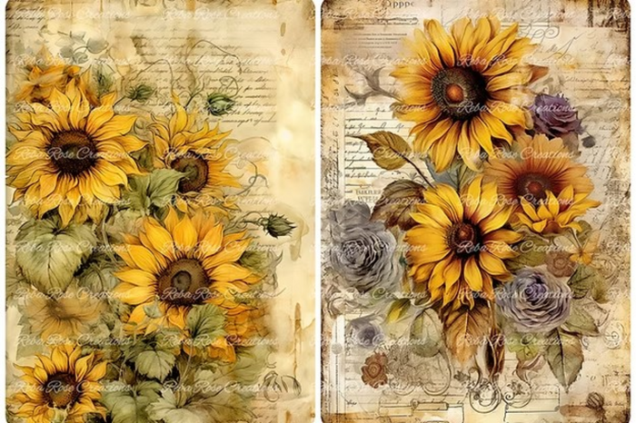 Sunflower Sunny Days Rice Paper by Reba Rose Creations