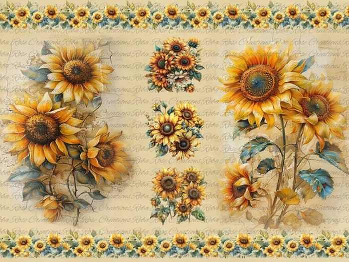 Sunflowers Rice Paper by Reba Rose Creations