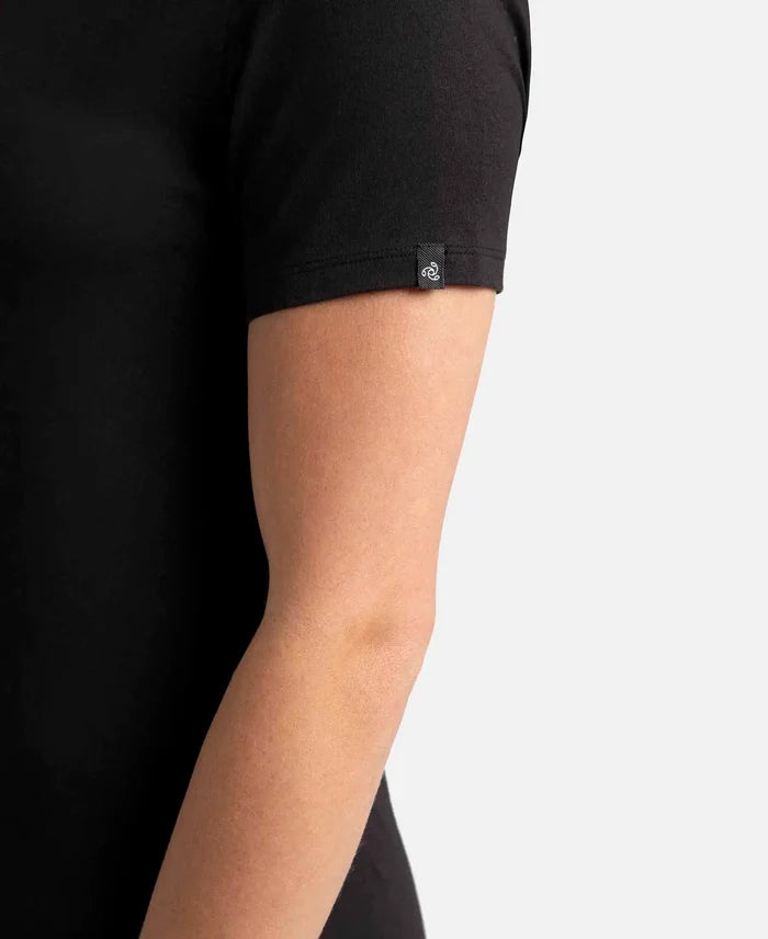 Super Combed Cotton Elastane Stretch Regular Fit Graphic Printed Round Neck Half Sleeve T-Shirt - Black-8