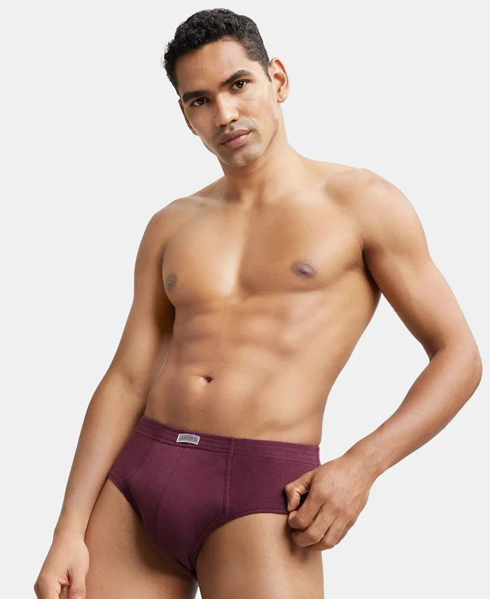 Super Combed Cotton Rib Solid Brief with StayFresh Treatment - Wine Tasting-6