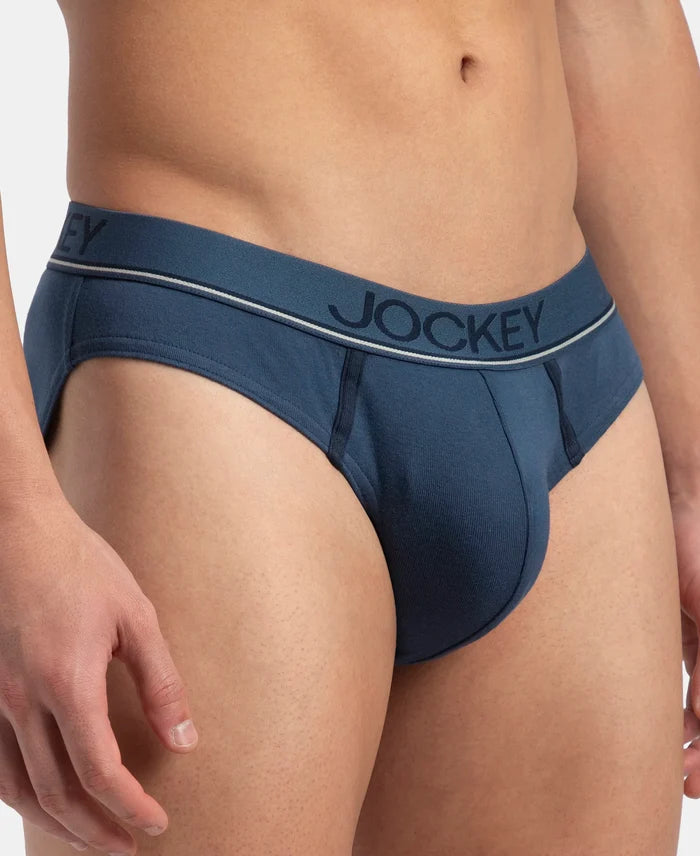 Super Combed Cotton Rib Solid Brief with Ultrasoft Waistband - Dark Denim (Pack of 2)
