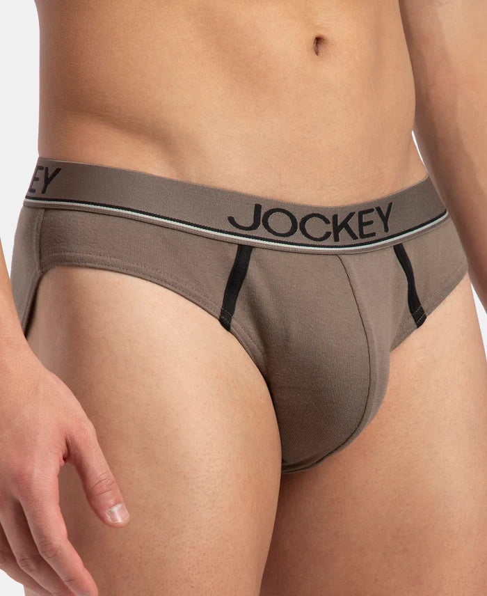 Super Combed Cotton Rib Solid Brief with Ultrasoft Waistband - Dark Khaki (Pack of 2)